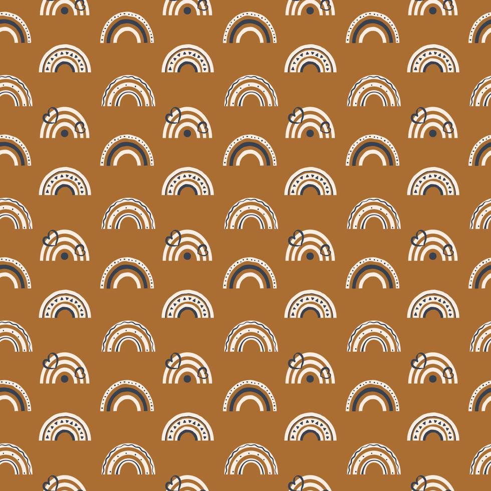 Seamless pattern with hand drawn boho rainbow vector