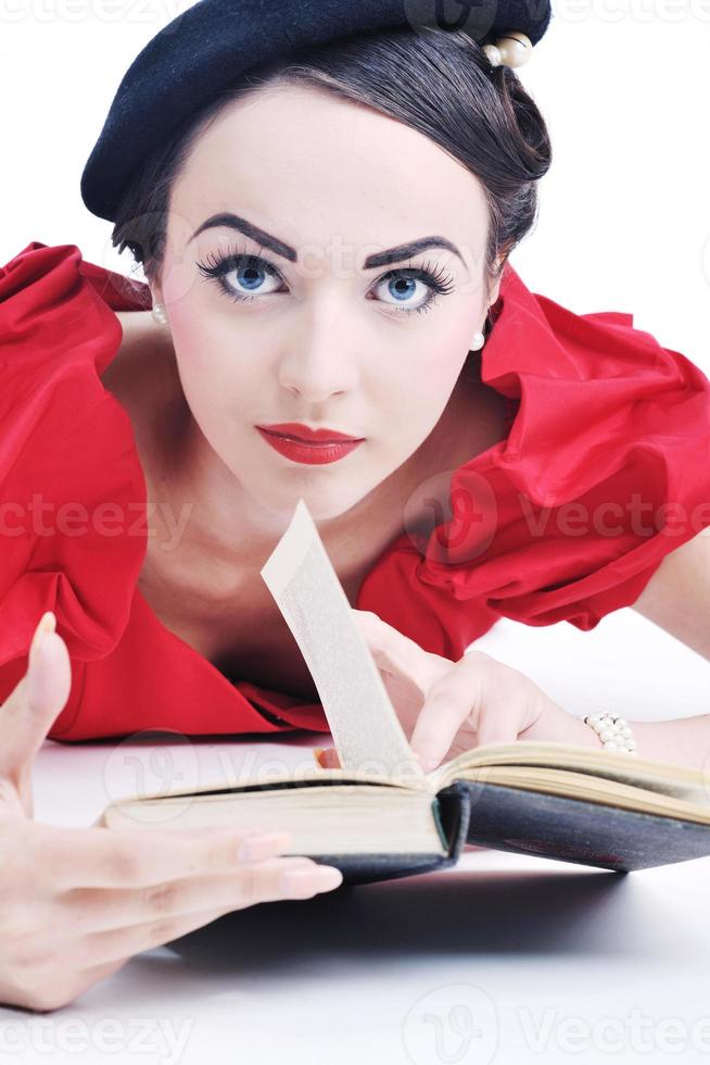beautiful young woman read book photo