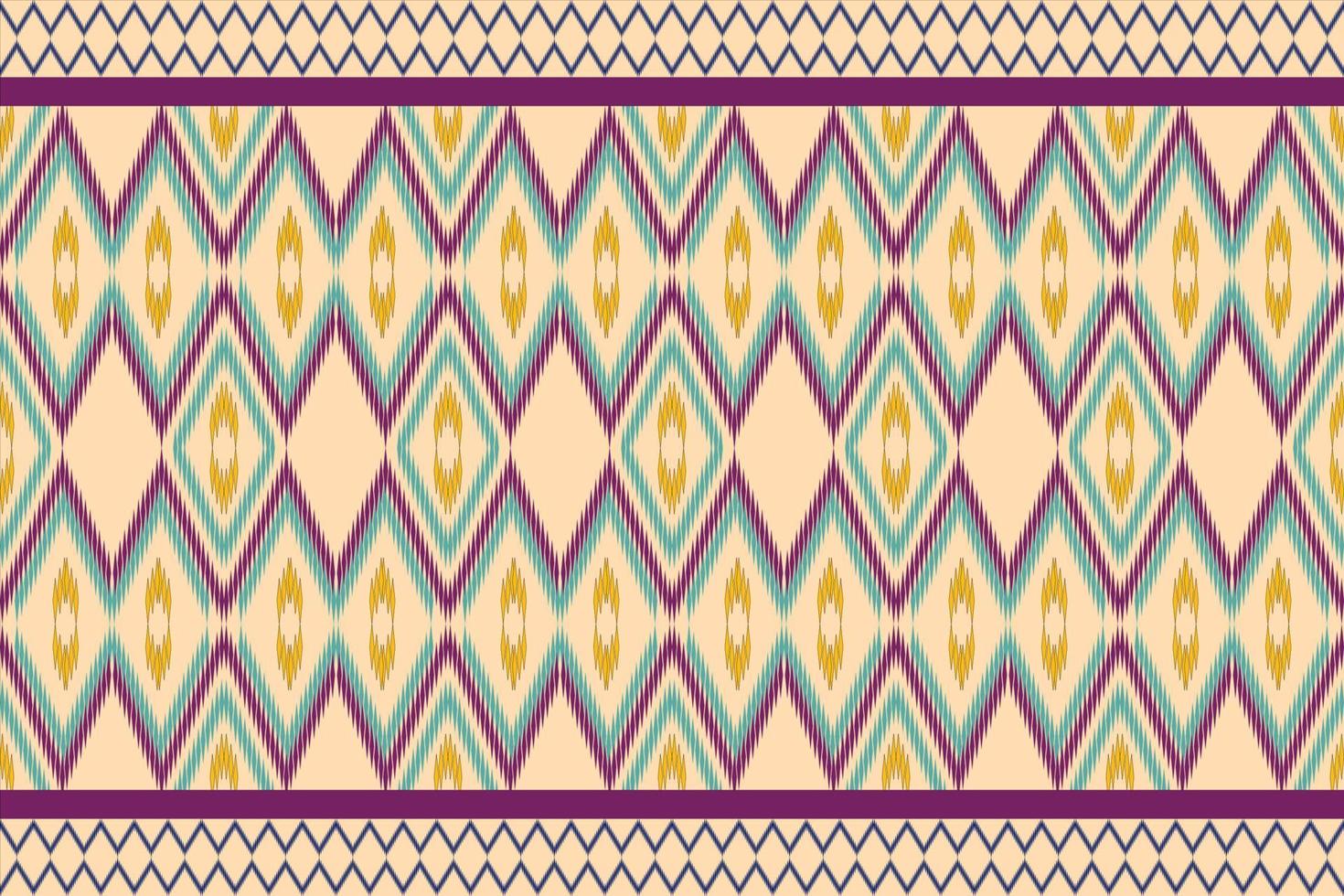 Diseño de estilo de bordado de arte ikat de patrones sin fisuras étnicos geométricos para papel tapiz, fondo, tela, cortina, alfombra, ropa, envoltura. vector