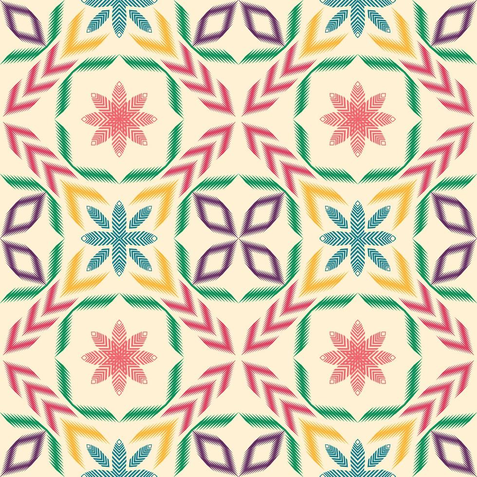 Geometric ethnic seamless pattern ikat art embroidery style design for wallpaper, background, fabric, curtain, carpet, clothing, wrapping. vector