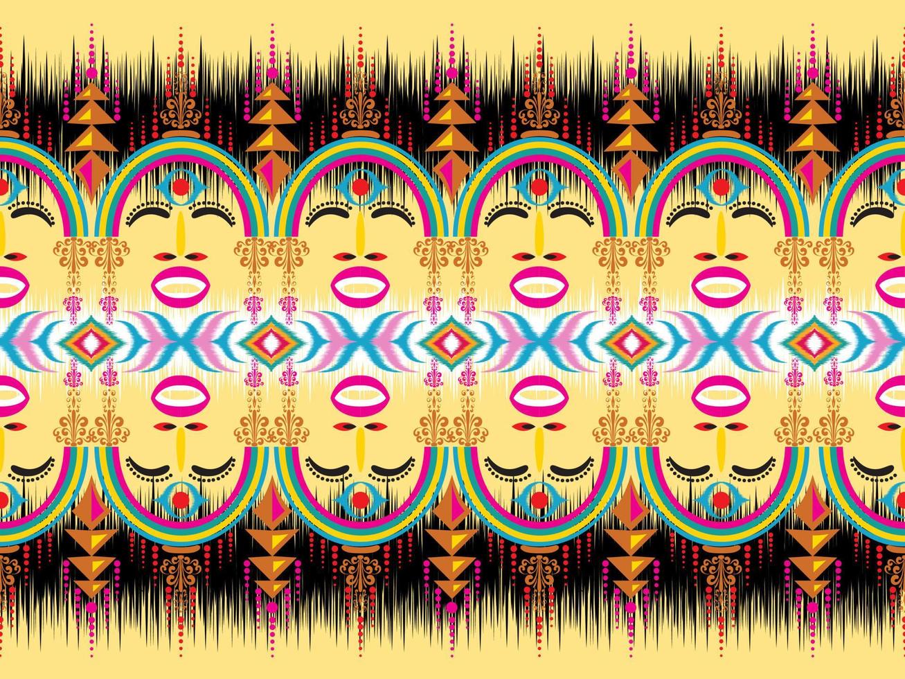 traditional ethnic geometric pattern background design for backgrounds carpet wallpaper clothes wrap fabric seamless embroidery style vector illustration
