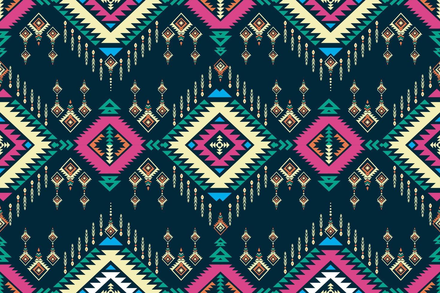 diseño de fondo de patrón geométrico étnico tradicional para fondos alfombra papel pintado ropa envolver tela bordado sin costuras estilo vector ilustración