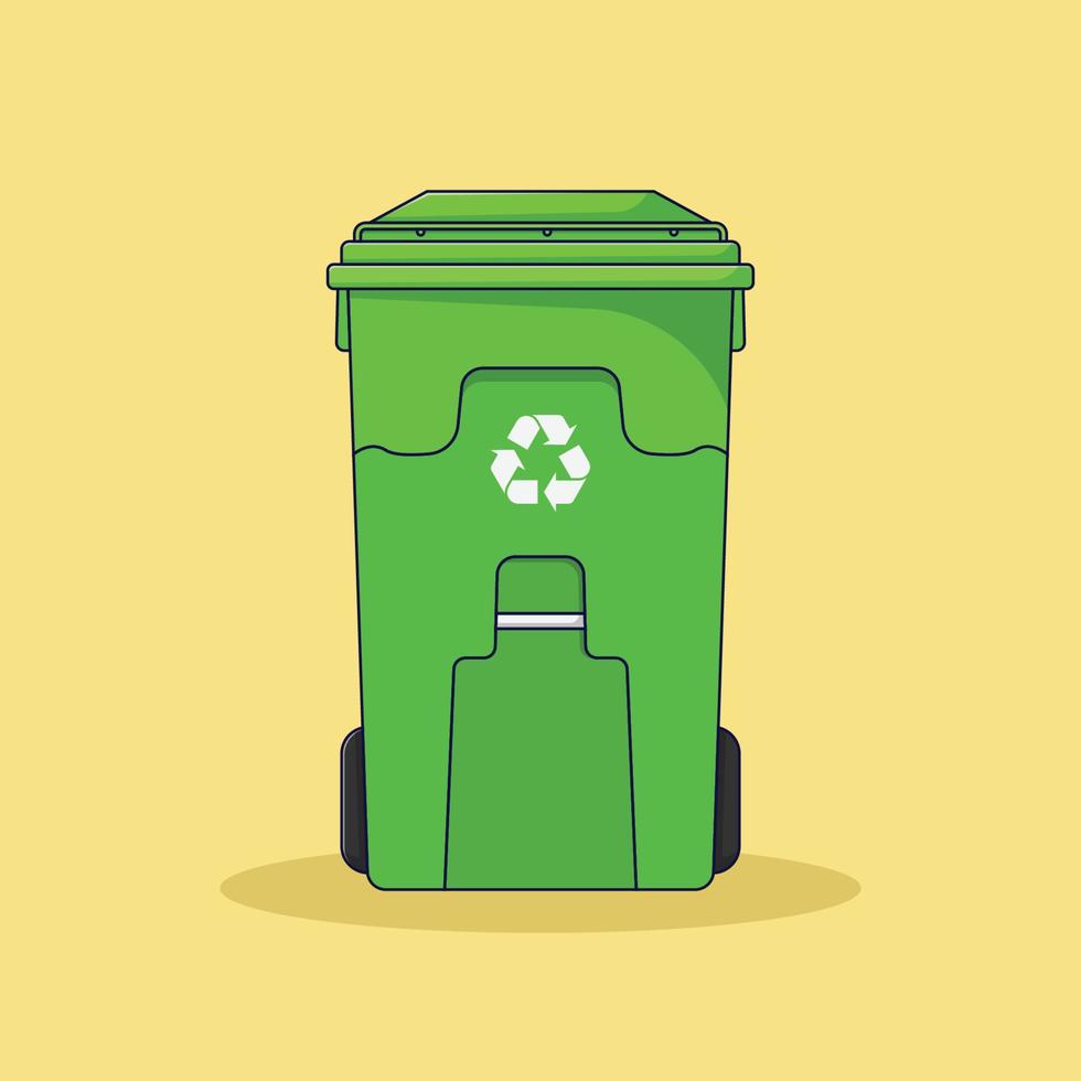 Ilustración de vector de papelera de reciclaje. bote de basura. basura. estilo de caricatura plano adecuado para la página de inicio web, pancarta, volante, pegatina, tarjeta, fondo, camiseta, imágenes prediseñadas