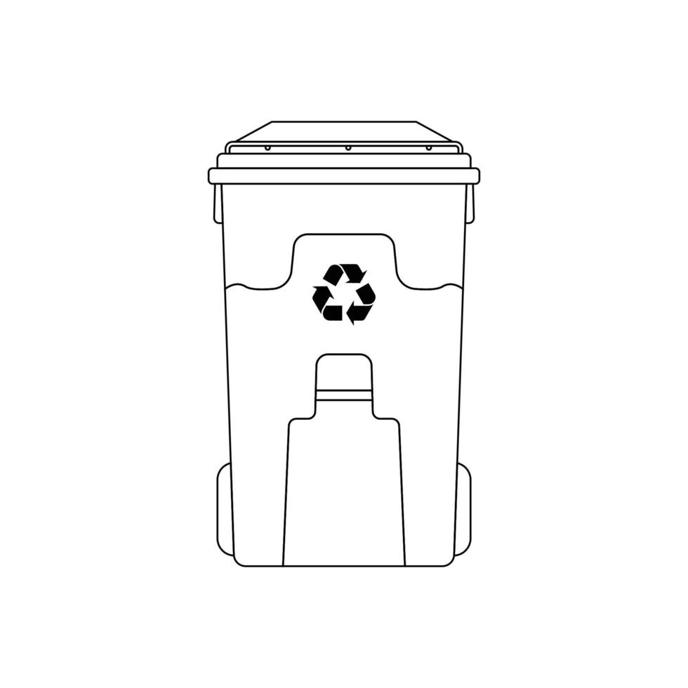 icono de contorno de papelera de reciclaje ilustración sobre fondo blanco vector