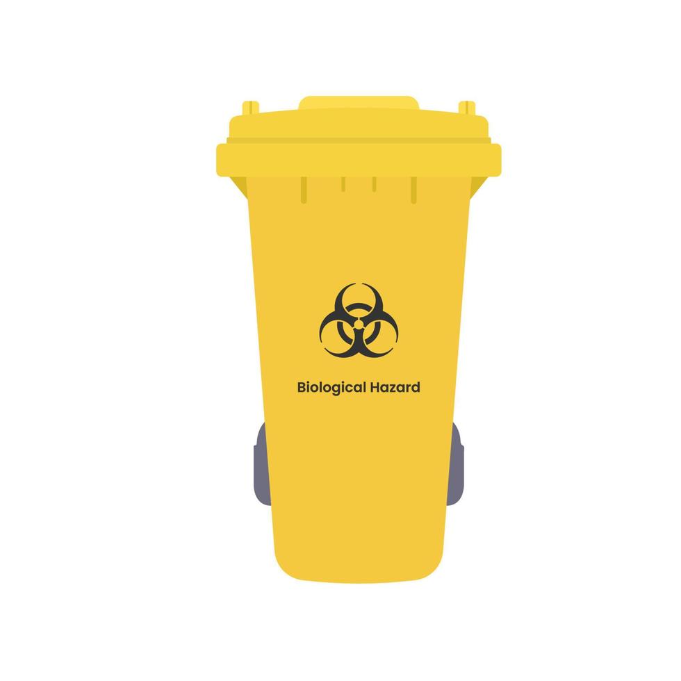 Biohazard Trash Bin Flat Illustration. Clean Icon Design Element on Isolated White Background vector