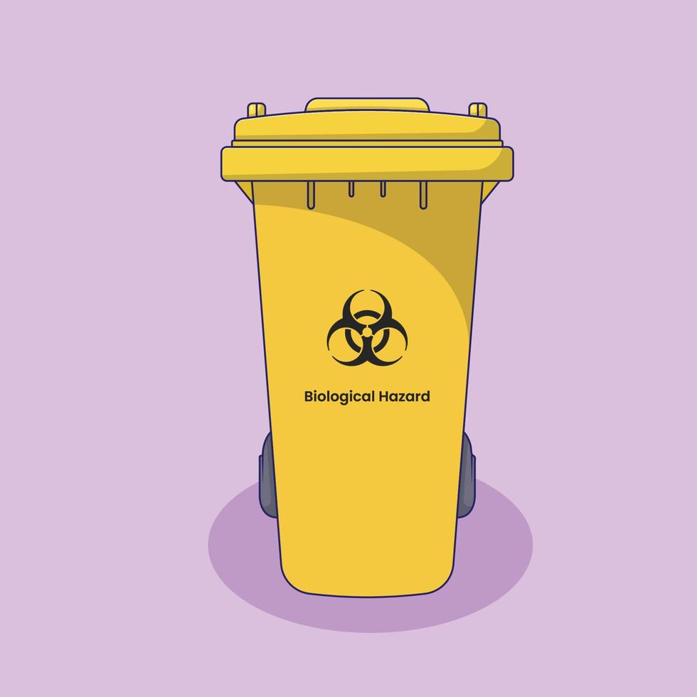 ilustración de vector de cubo de basura de riesgo biológico. bote de basura. basura. estilo de caricatura plano adecuado para la página de inicio web, pancarta, volante, pegatina, tarjeta, fondo, camiseta, imágenes prediseñadas