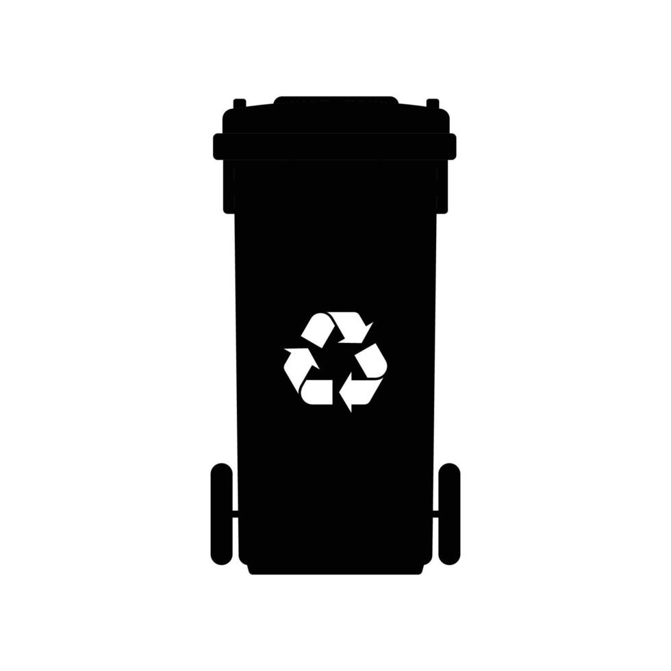 Recycle Bin Silhouette. Black and White Icon Design Elements on Isolated White Background vector