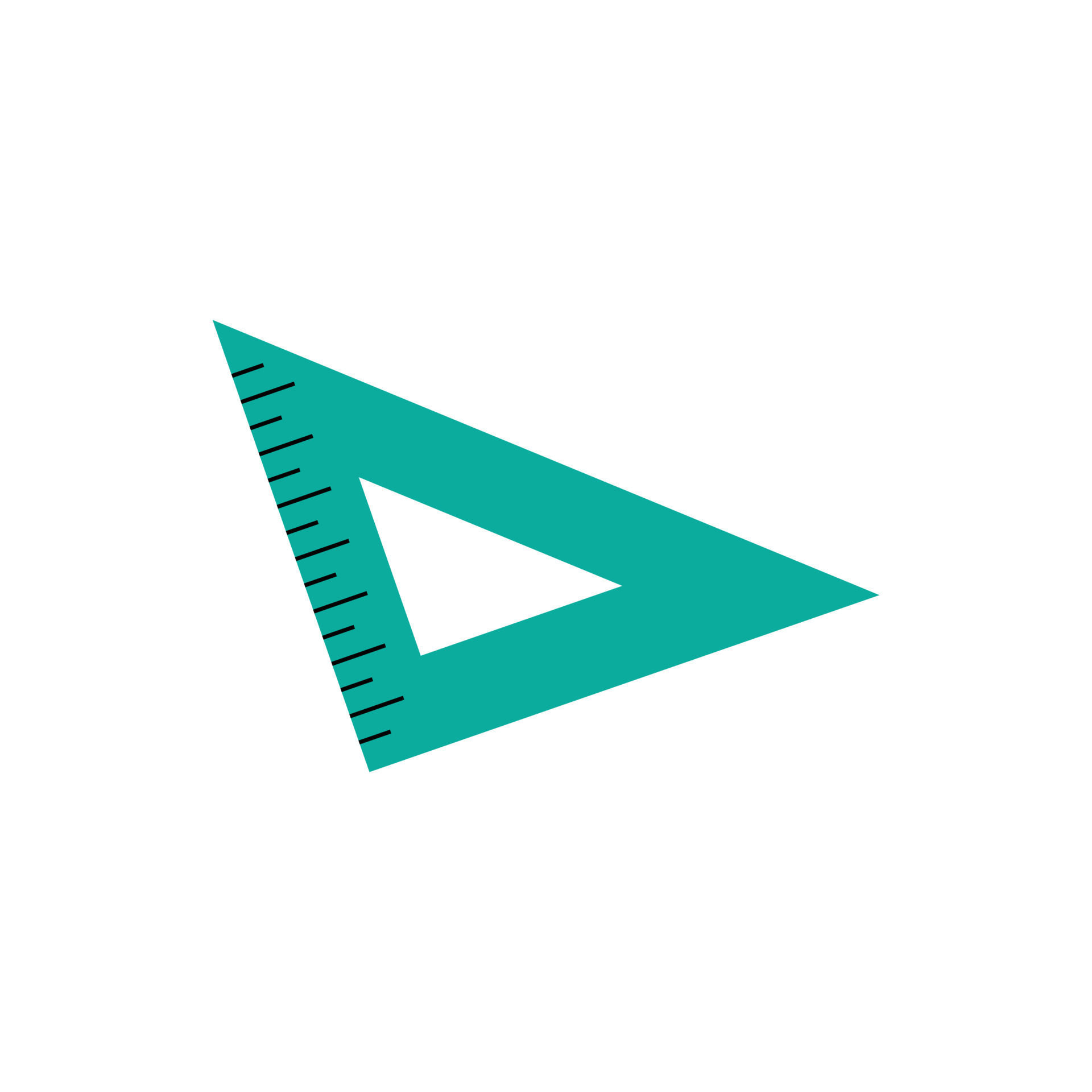 Green triangle ruler measurement scale tool. Measuring math tool