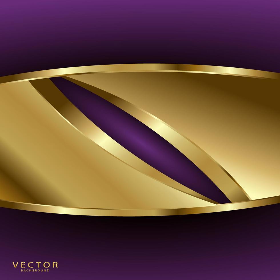 Abstract luxury golden lines curved overlapping on violet background vector