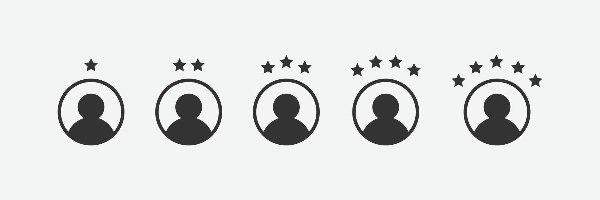 Customer experience icon. 1 to 5 star satisfaction rating icon vector symbol sign