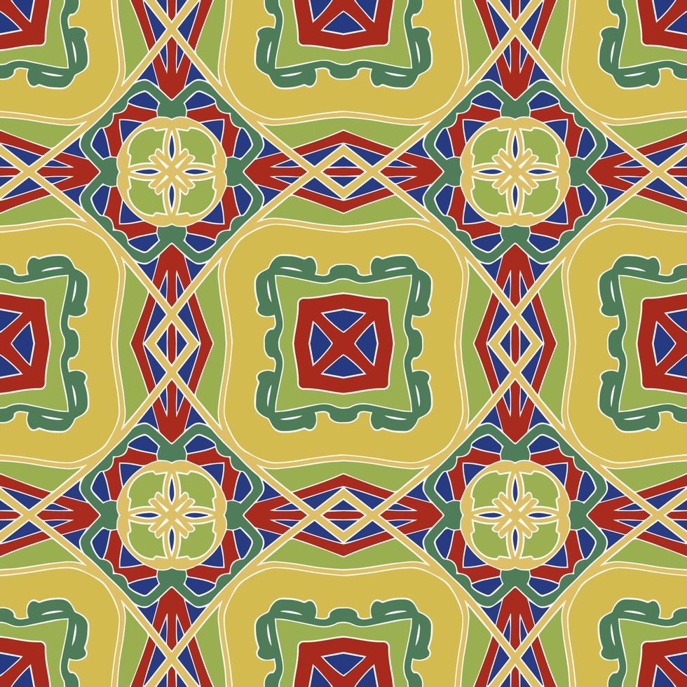 Multi-Color Moroccan Seamless Pattern. Traditional Arabic Islamic Background. Vintage, Turkish, Indian style Ideal for carpet, ceramics, tiles. Vector Illustration.