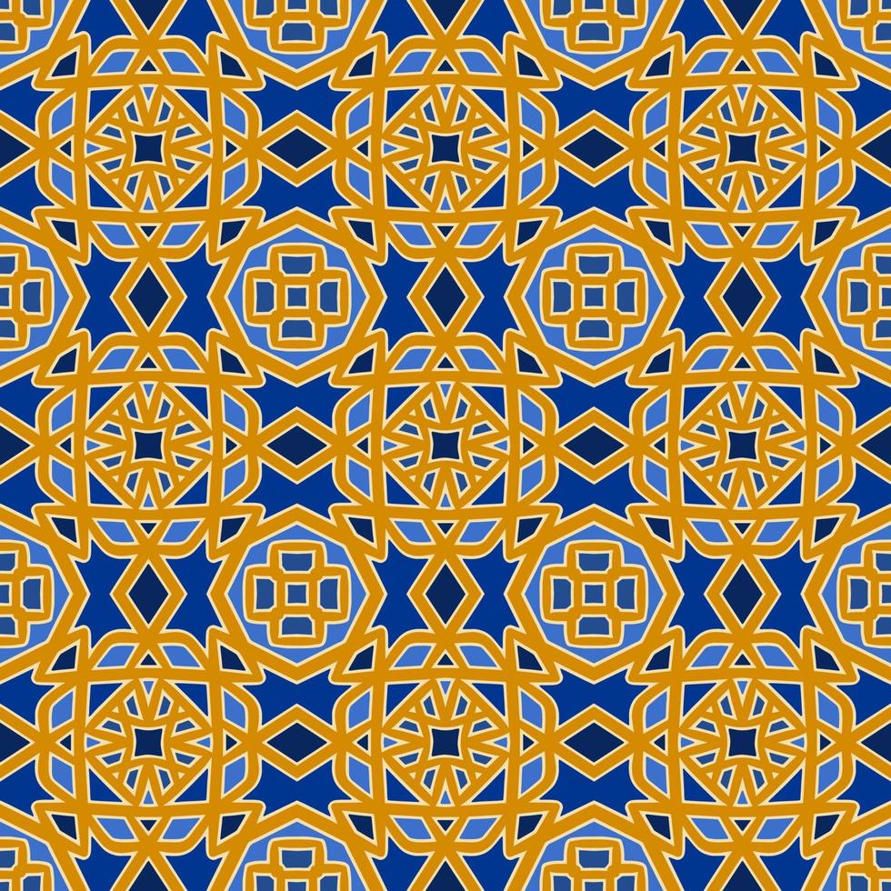 Multi-Color Moroccan Seamless Pattern. Traditional Arabic Islamic Background. Vintage, Turkish, Indian style Ideal for carpet, ceramics, tiles. Vector Illustration.