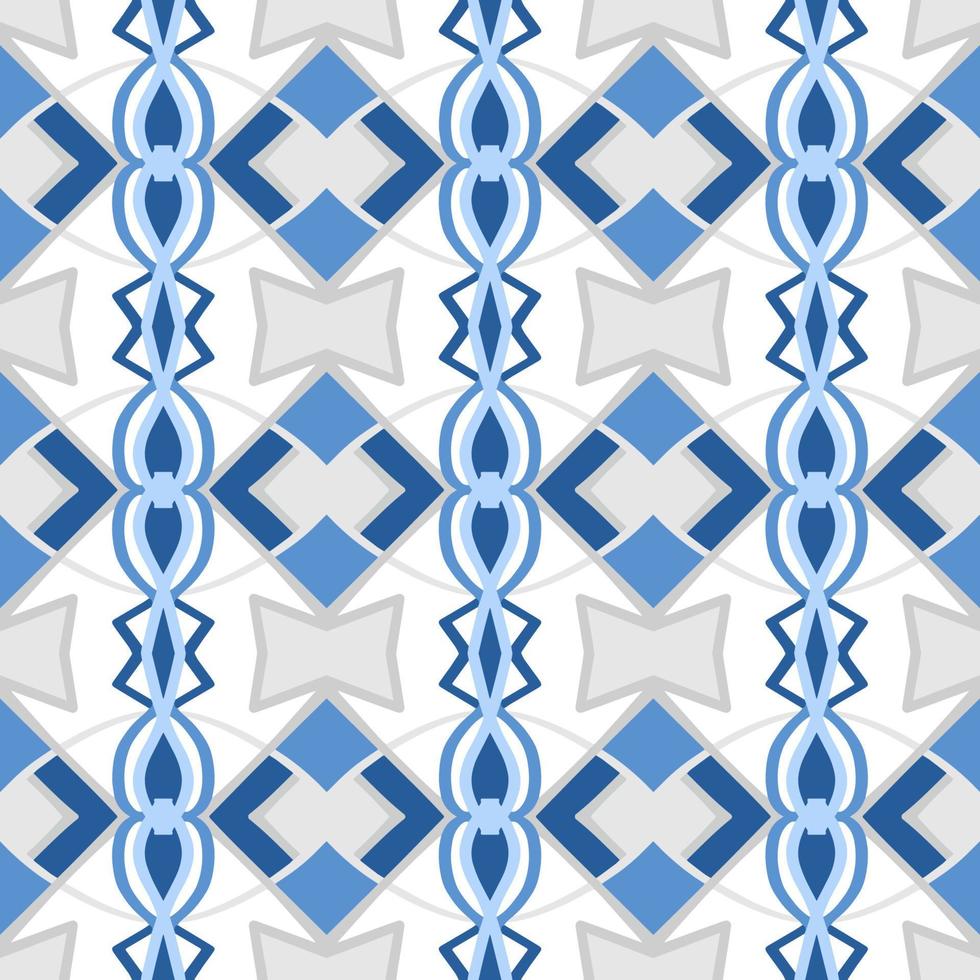 patrón transparente geométrico azul con forma tribal. patrón diseñado en ikat, azteca, marroquí, tailandés, estilo árabe de lujo. ideal para prendas de tela, cerámica, papel pintado. ilustración vectorial vector