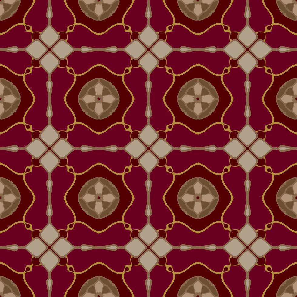 Red Geometric Seamless Pattern with Tribal Shape. Pattern designed in Ikat, Aztec, Moroccan, Thai, Luxury Arabic Style. Ideal for Fabric Garment, Ceramics, Wallpaper. Vector Illustration.