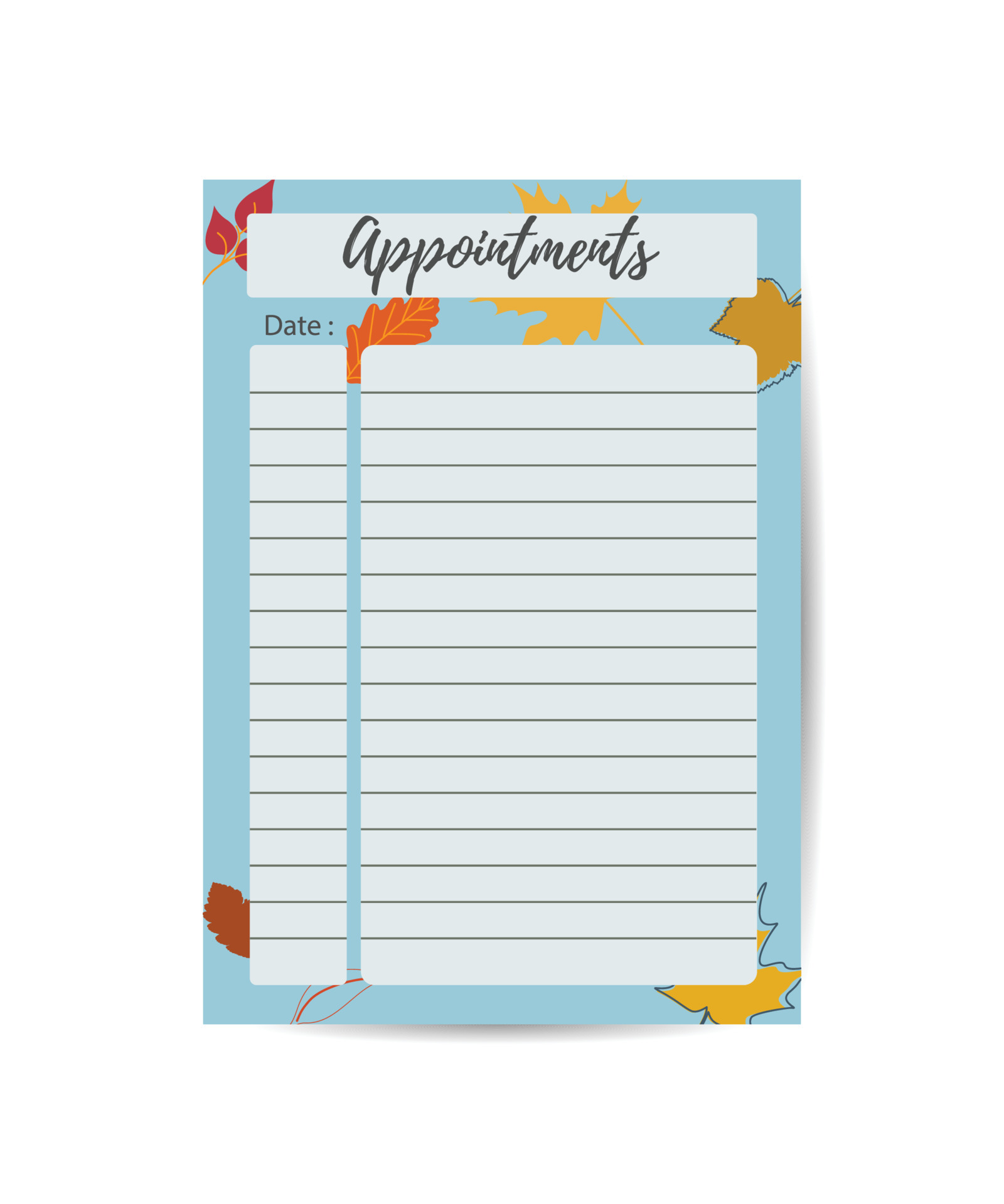 Appointment template daily check list organizer and schedule with