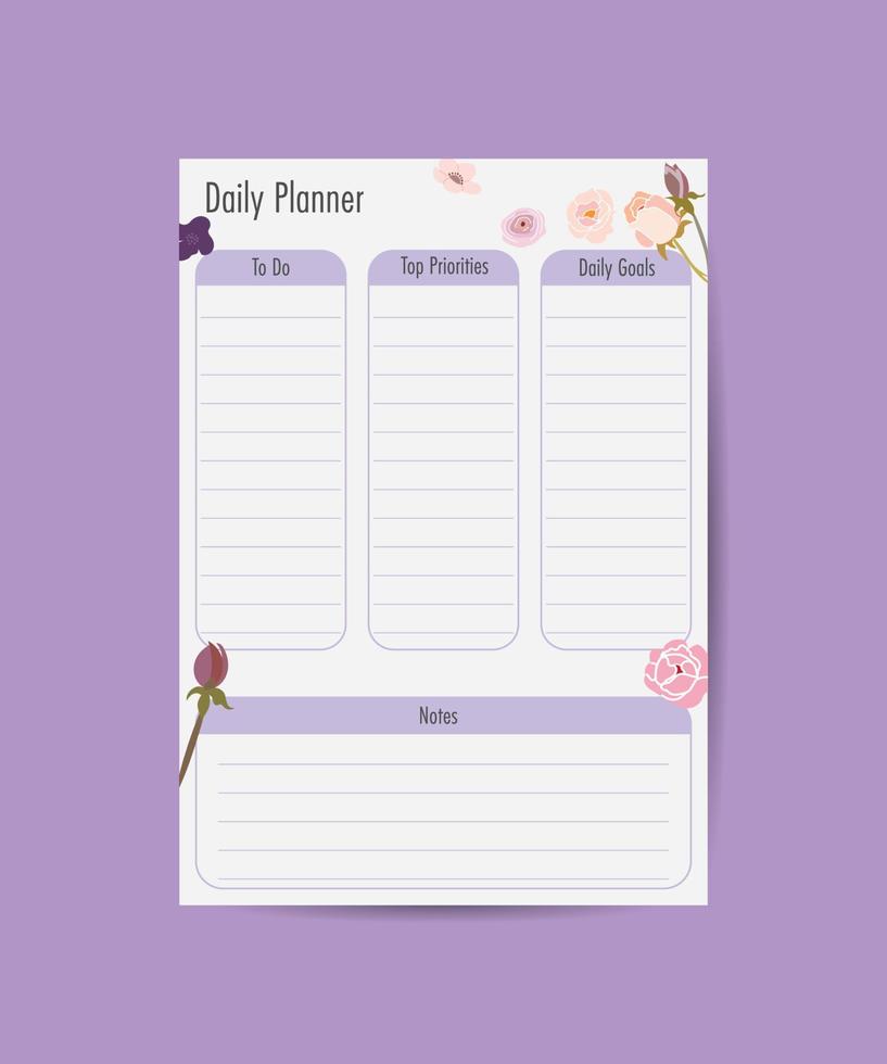 Printable daily planner set, notepad design, memo, schedule, journal paper template, daily to-do list vector