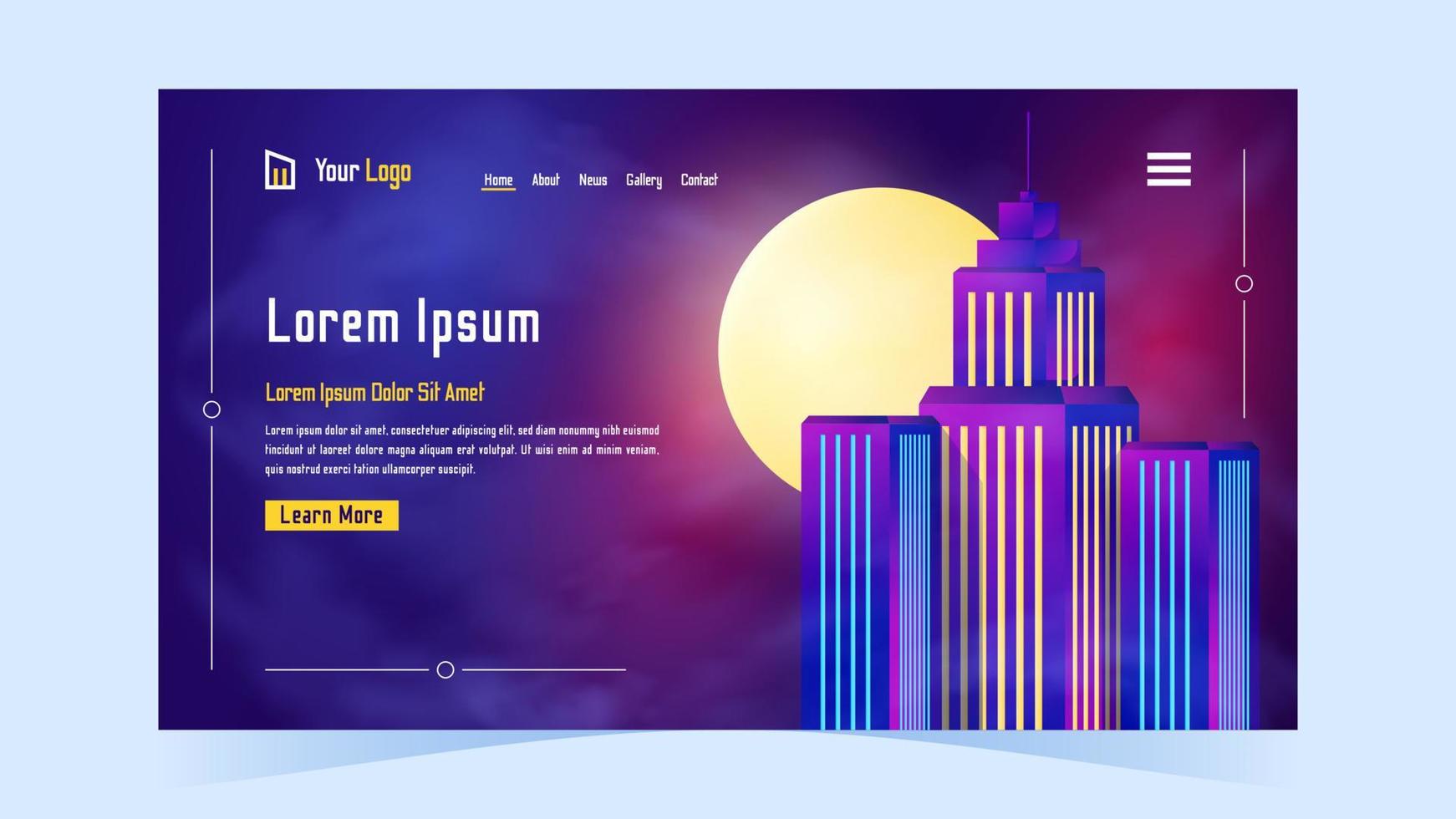 Modern Landing Page with Skyscraper Concept vector