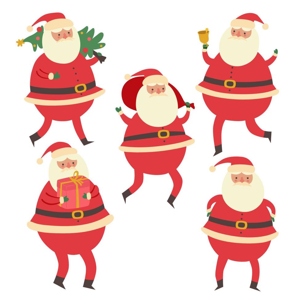 Set of santa claus isolated on white background. Vector graphics. isolated on white background. Vector graphics.