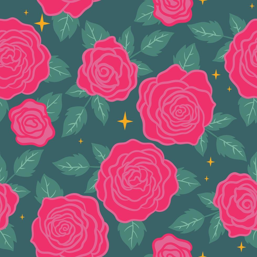 Seamless pattern with rose flowers. Vector graphics.