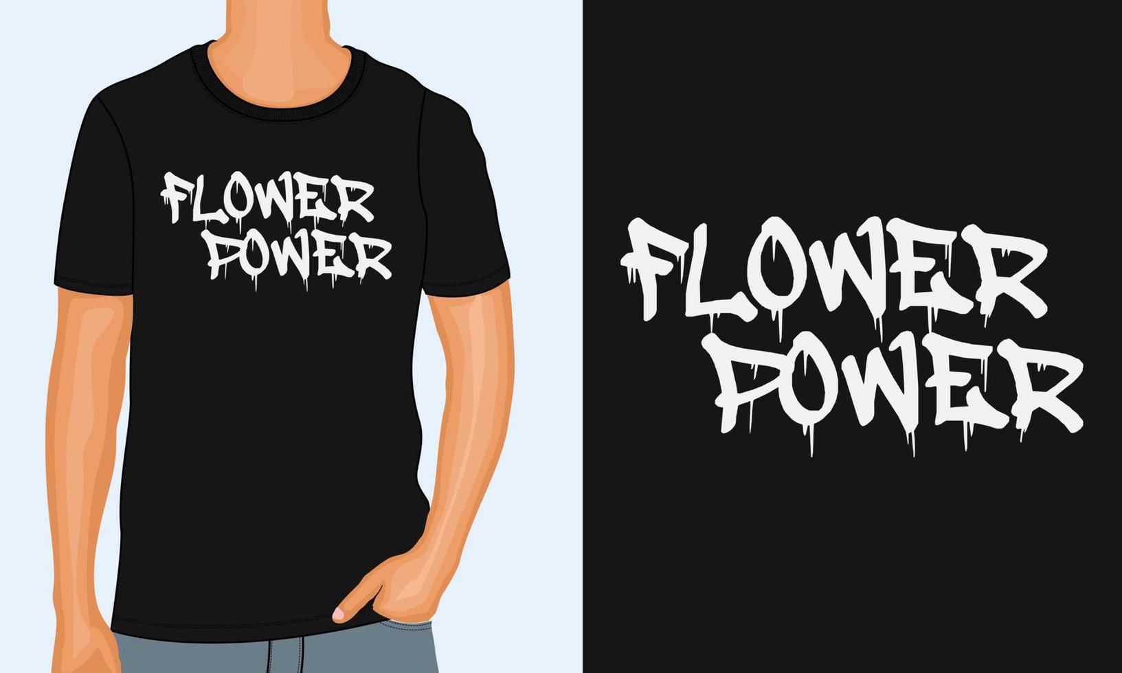 Diseño de impresión en el pecho de la camiseta tipográfica Flower Power listo para imprimir. vector