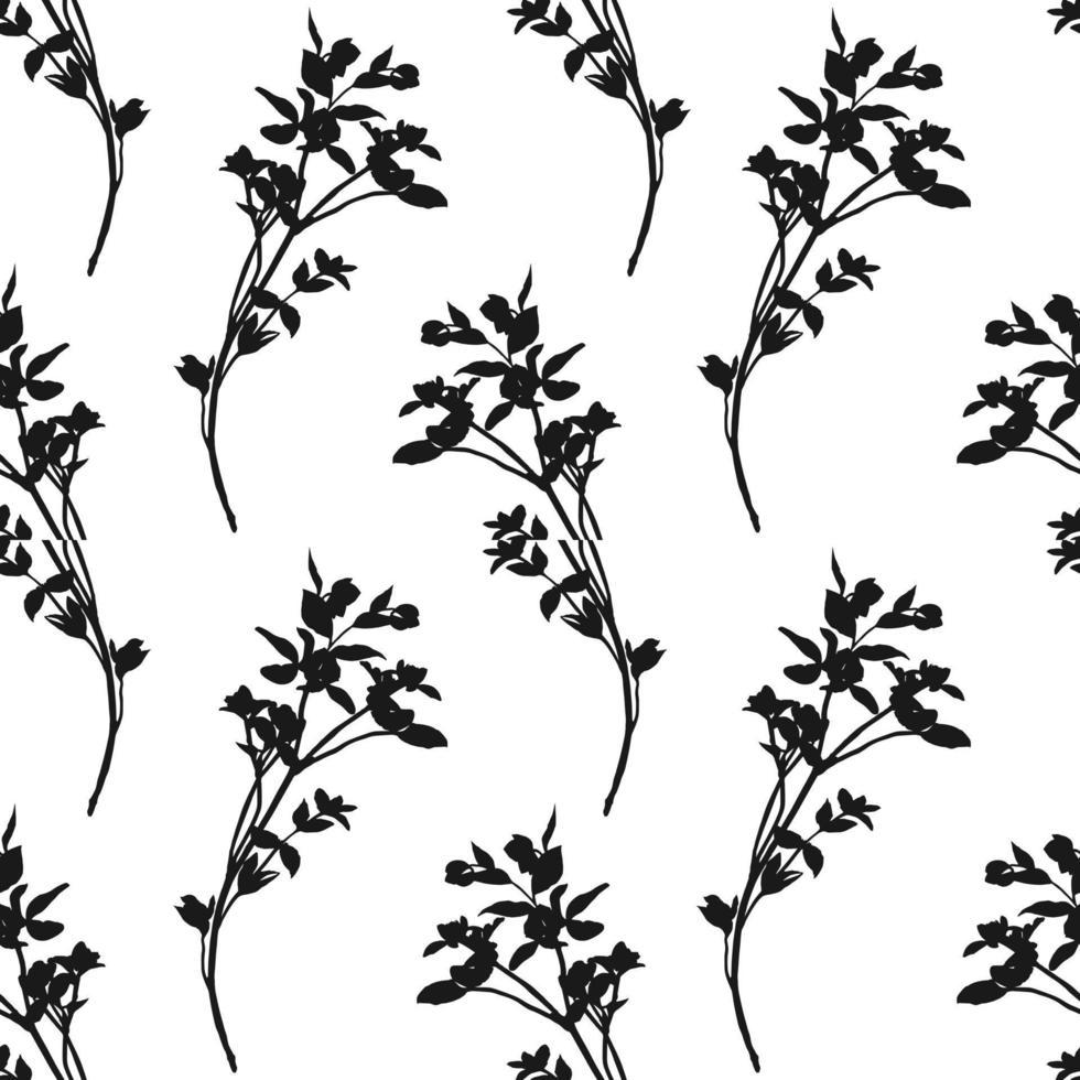 Abstract seamless pattern with Leaves and Branches Isolated on white background. Floral leaf hand drawing vector illustration. Design for use backdrop wrapping paper all over textile fabric print.