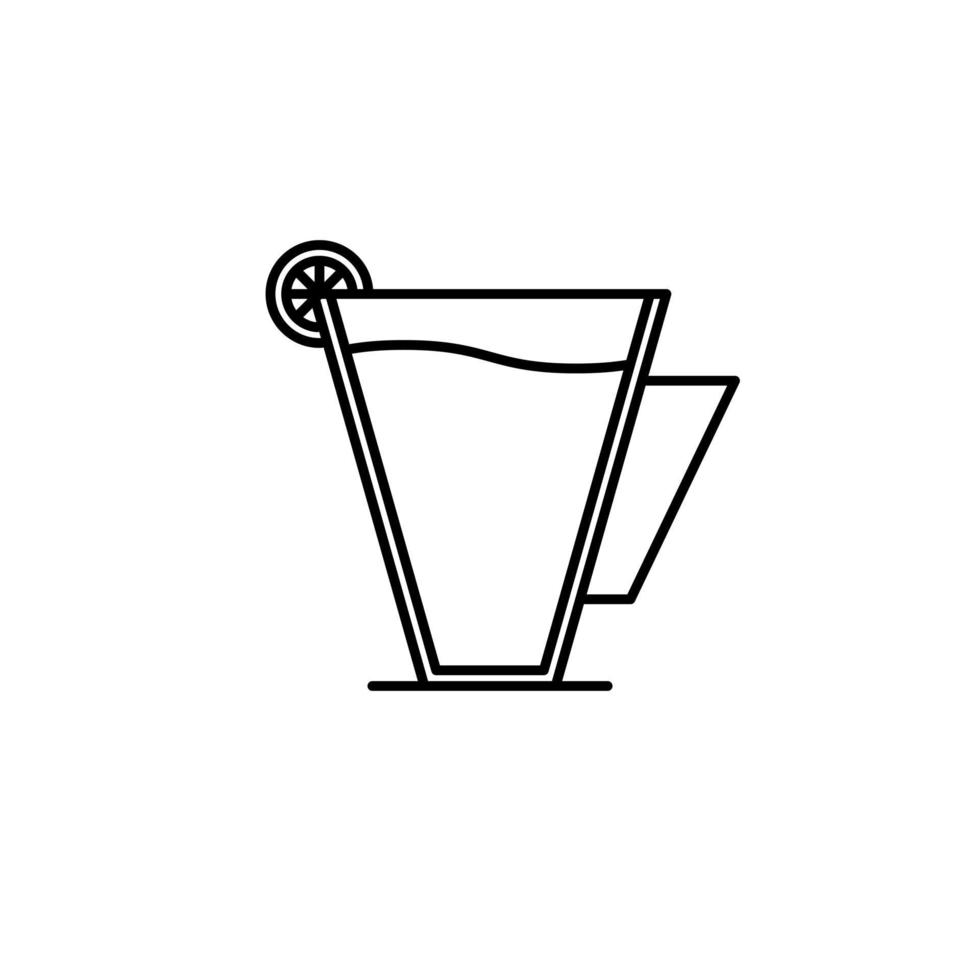 coffee cup icon with lemon slice on white background. simple, line, silhouette and clean style. black and white. suitable for symbol, sign, icon or logo vector