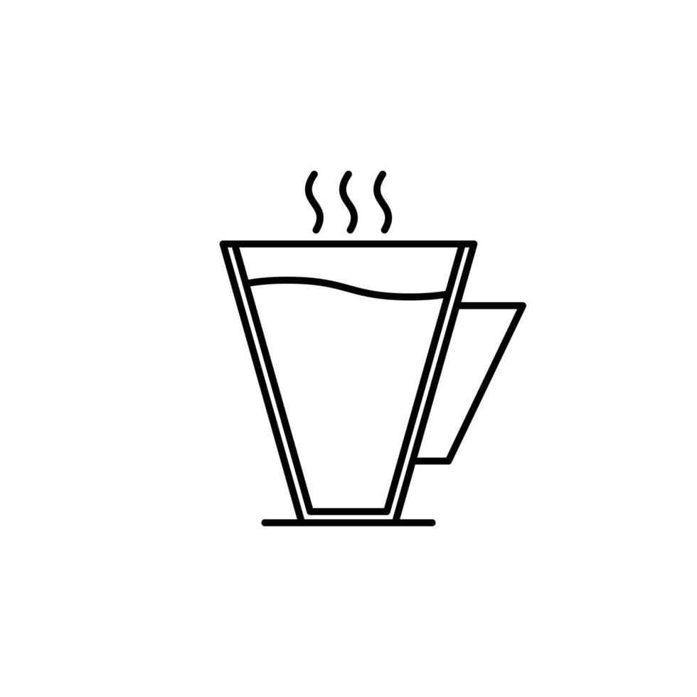 coffee cup icon with hot water on white background. simple, line, silhouette and clean style. black and white. suitable for symbol, sign, icon or logo vector