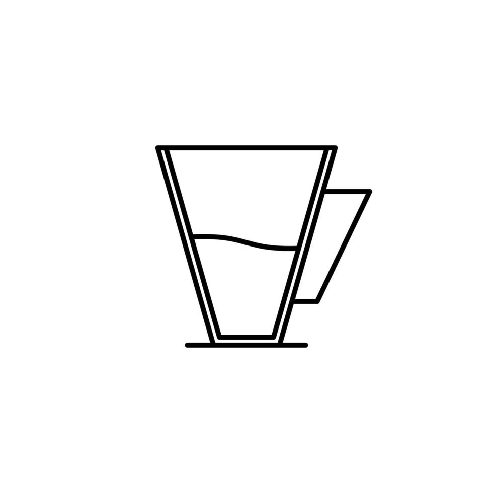 coffee cup icon with half filled with water on white background. simple, line, silhouette and clean style. black and white. suitable for symbol, sign, icon or logo vector