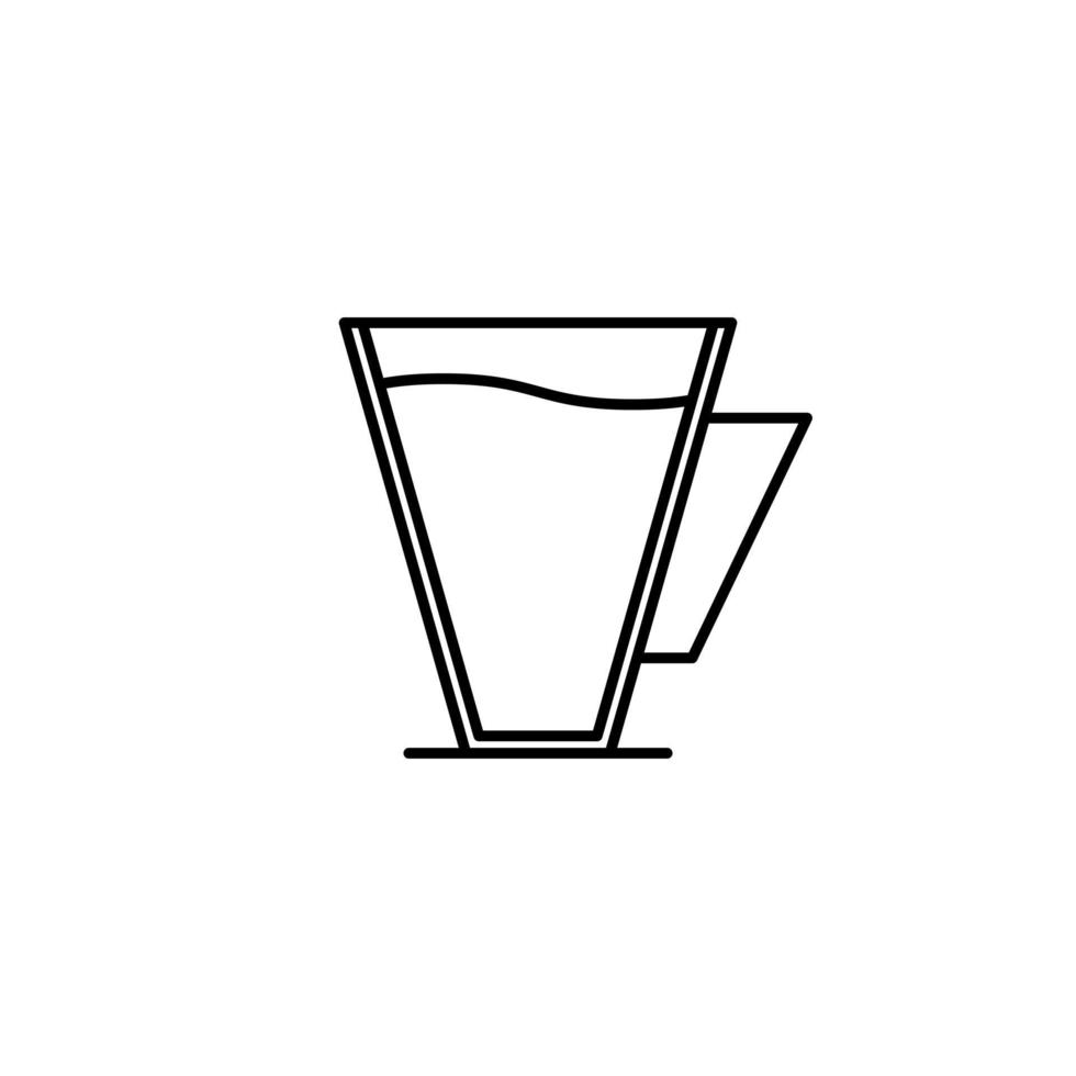 coffee cup icon with full filled with water on white background. simple, line, silhouette and clean style. black and white. suitable for symbol, sign, icon or logo vector