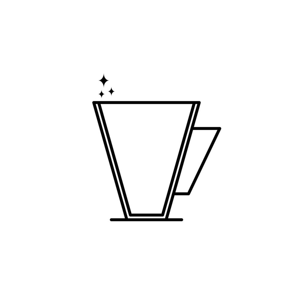 sparkling coffee cup icon on white background. simple, line, silhouette and clean style. black and white. suitable for symbol, sign, icon or logo vector