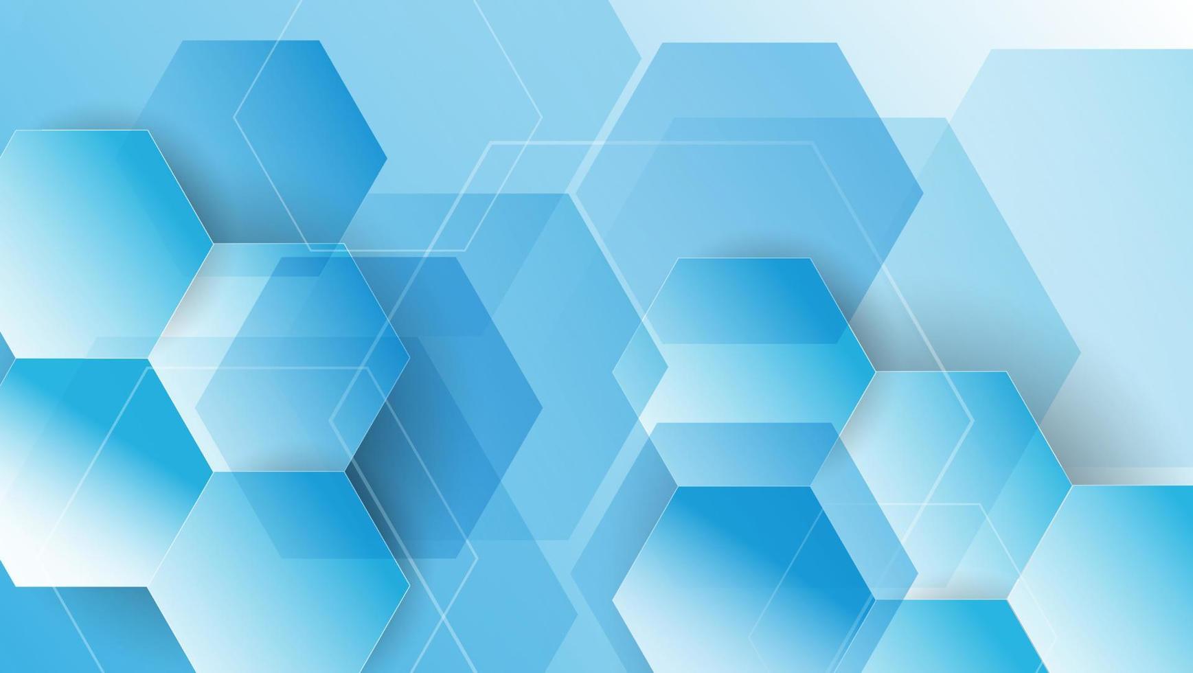 Abstract hexagonal shapes technology digital hi tech concept background in blue and white color vector
