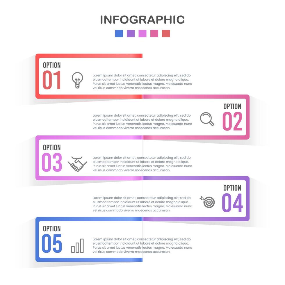 Infographic 5 options vertical alternate vector