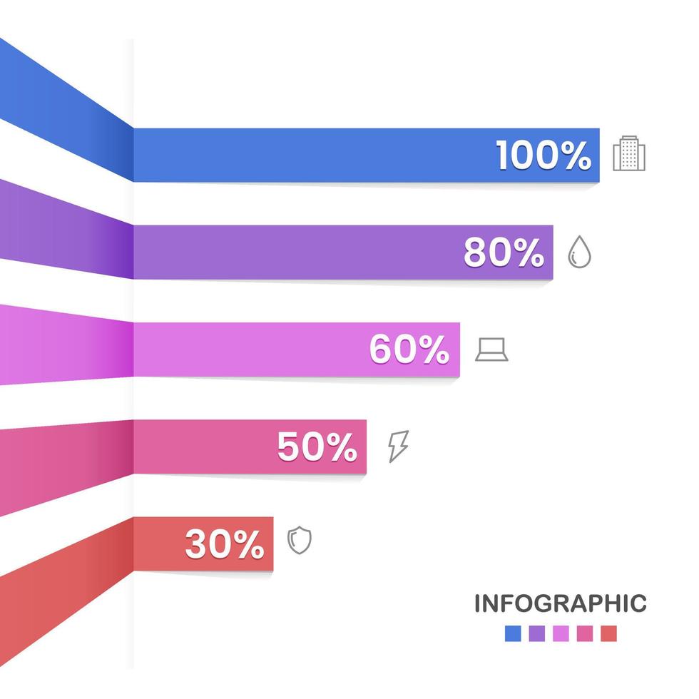 Horizontal bar infographics showing data as percentages vector