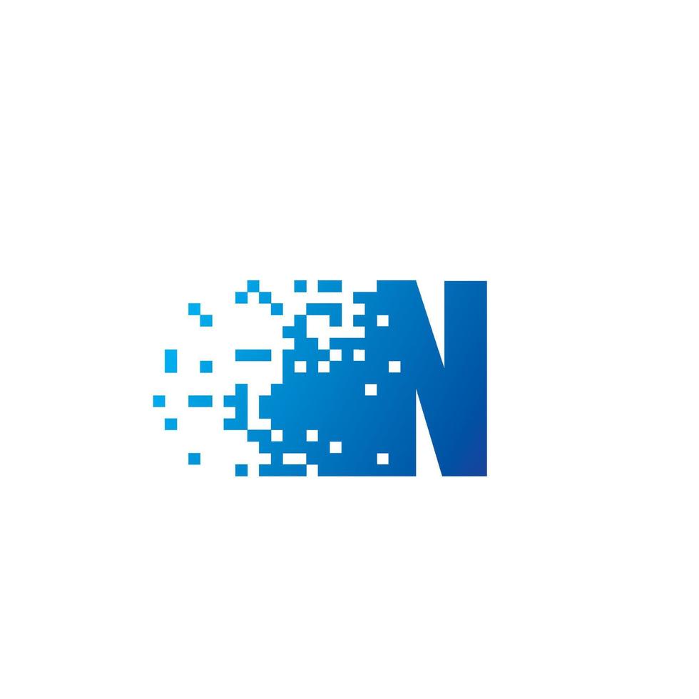 Letter N Pixel Logo, Fast Moving N Icon vector