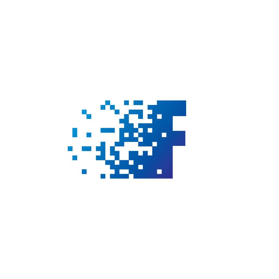 Letter F Pixel Logo, Fast Moving F Icon vector