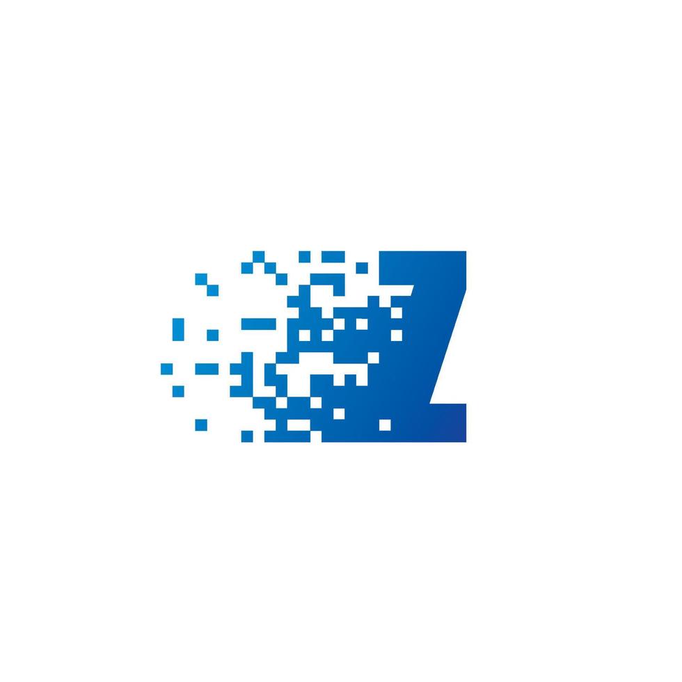 Letter Z Pixel Logo, Fast Moving Z Icon vector