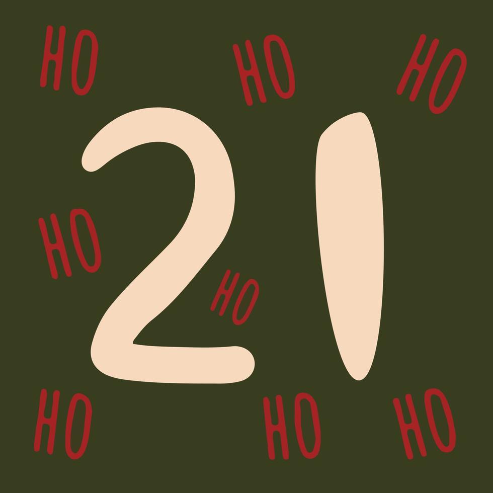 Christmas advent calendar 21. HO HO HO. Vector illustration