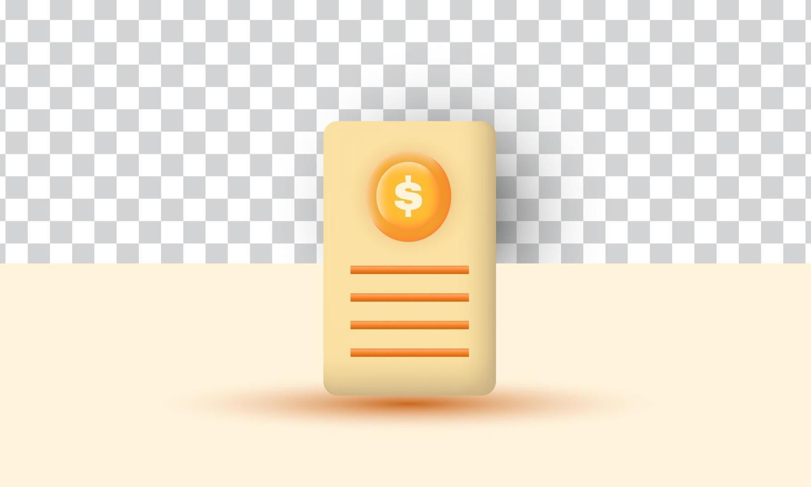 diseño de icono de documento de dólar realista único 3d aislado en vector
