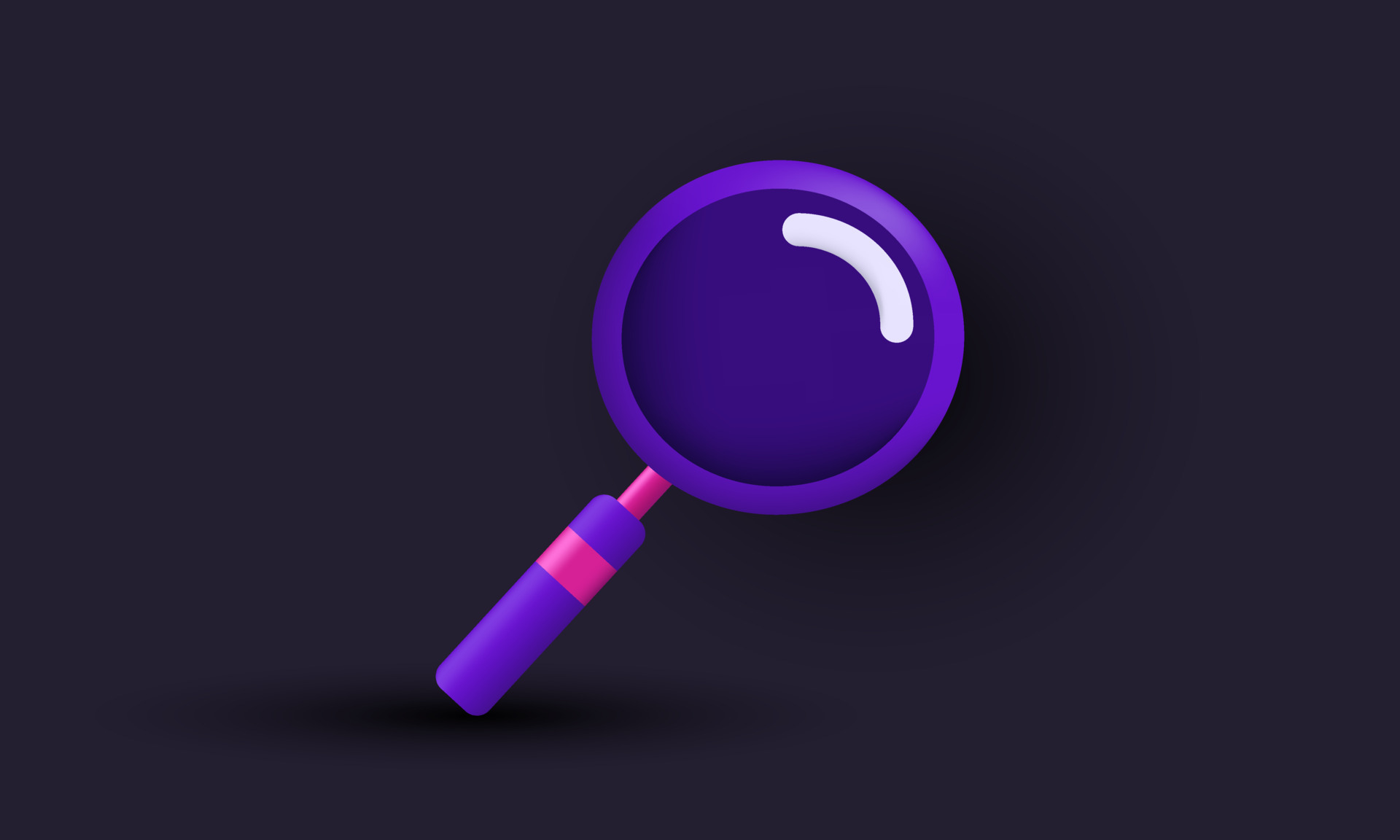 unique realistic purple magnifying glass icon design 3d isolated on