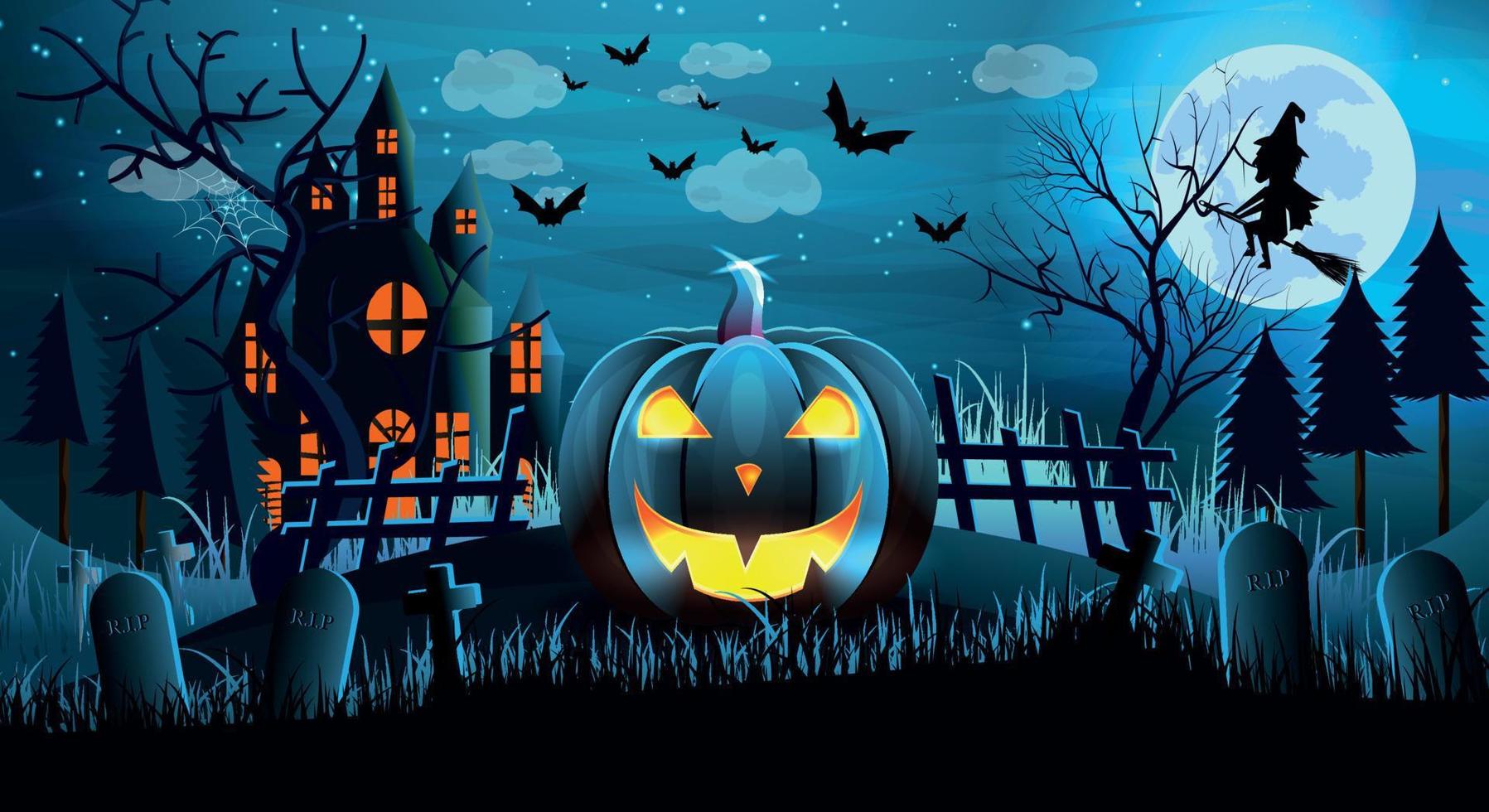 Halloween colorful background design with pumpkin vector