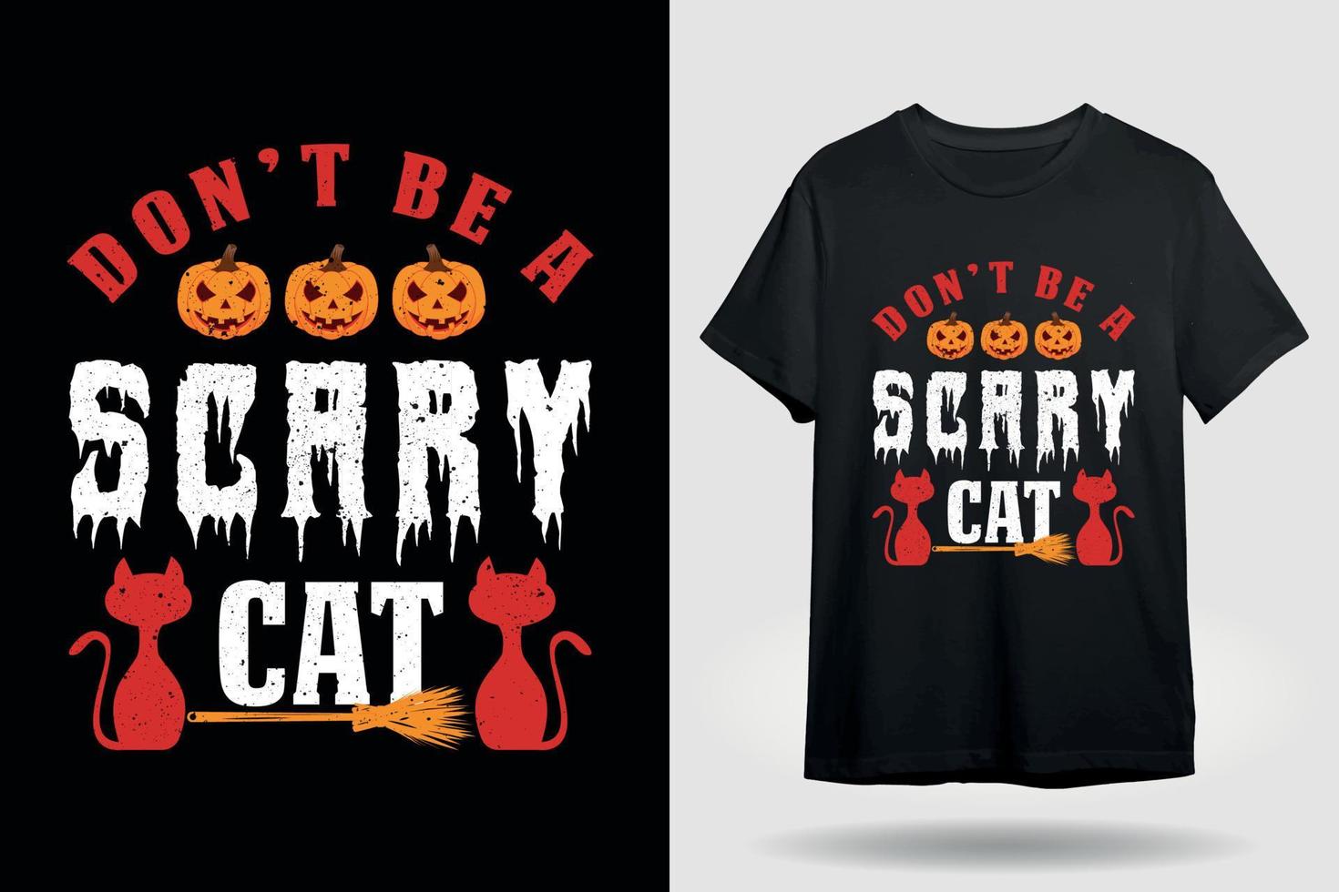 scary cat halloween t shirt design vector