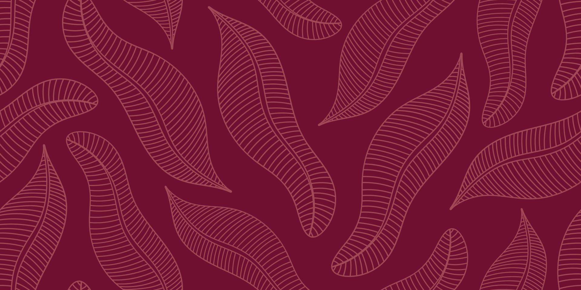 VECTOR SEAMLESS CRIMSON BANNER WITH PINK BANANA LEAVES