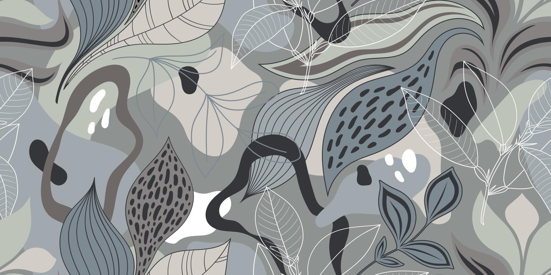 vector de fondo gris transparente con manchas abstractas multicolores y ramitas