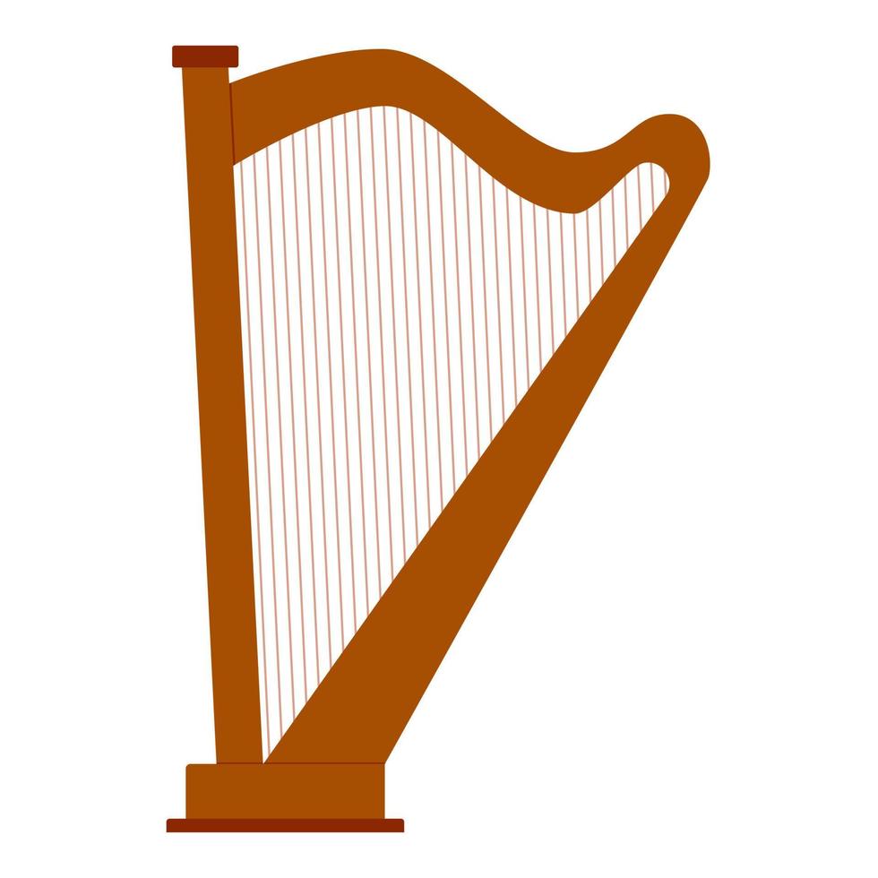 Harp is isolated on a white background. A stringed musical instrument. Flat style. Vector illustration