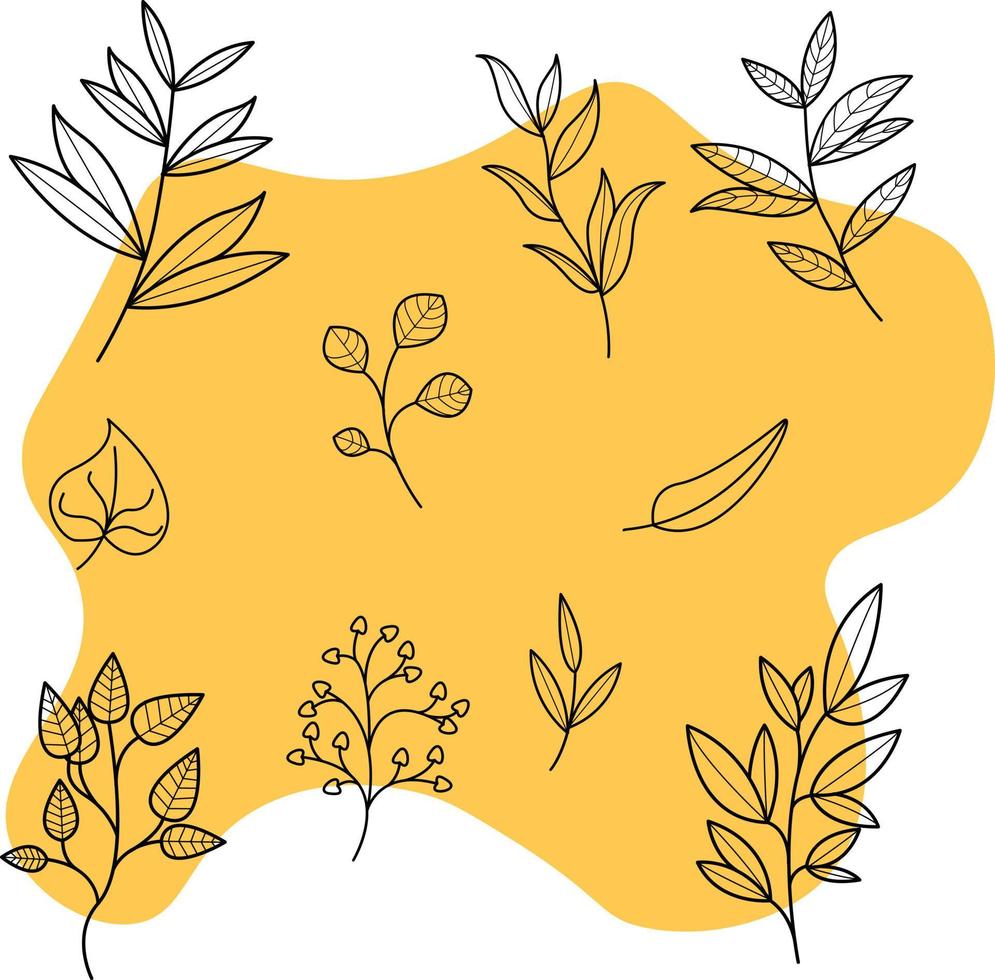 Hand drawn tree branches and leaves. vector graphic design ornament