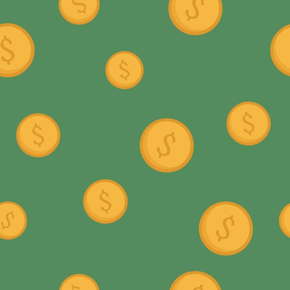 Coin pattern . Seamless pattern on green background vector