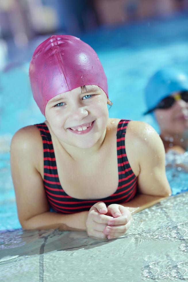 happy child on swimming pool photo