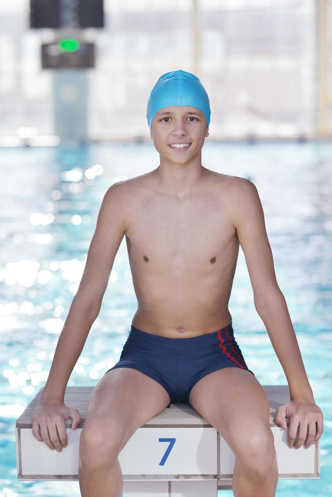 happy child on swimming pool photo