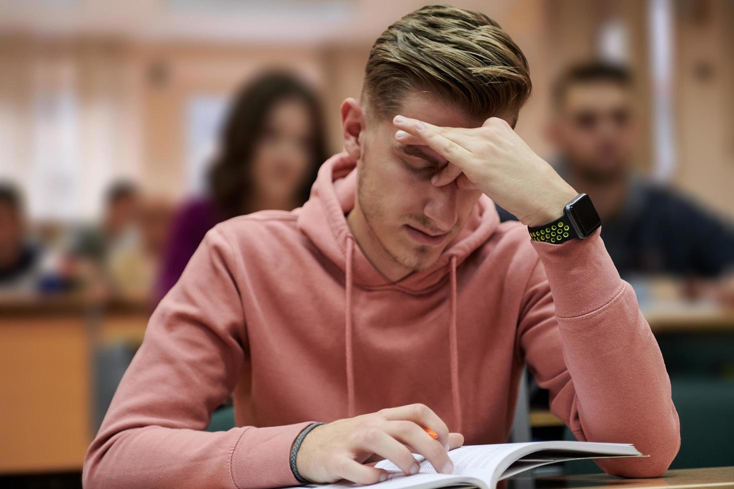 the student has a headache in class photo