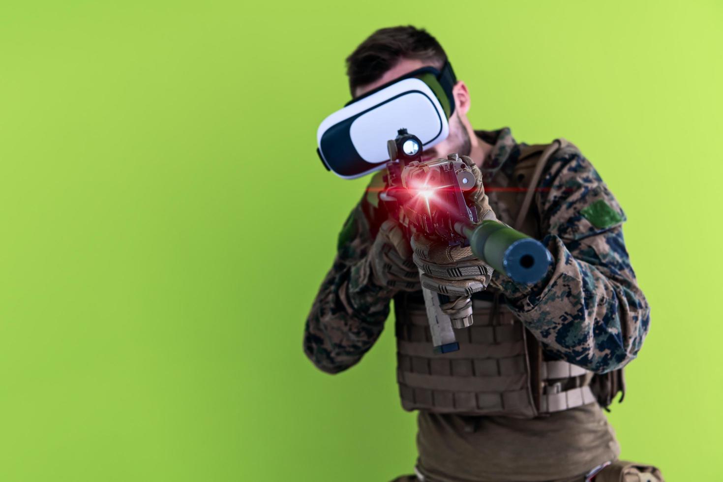 soldier virtual reality green background photo